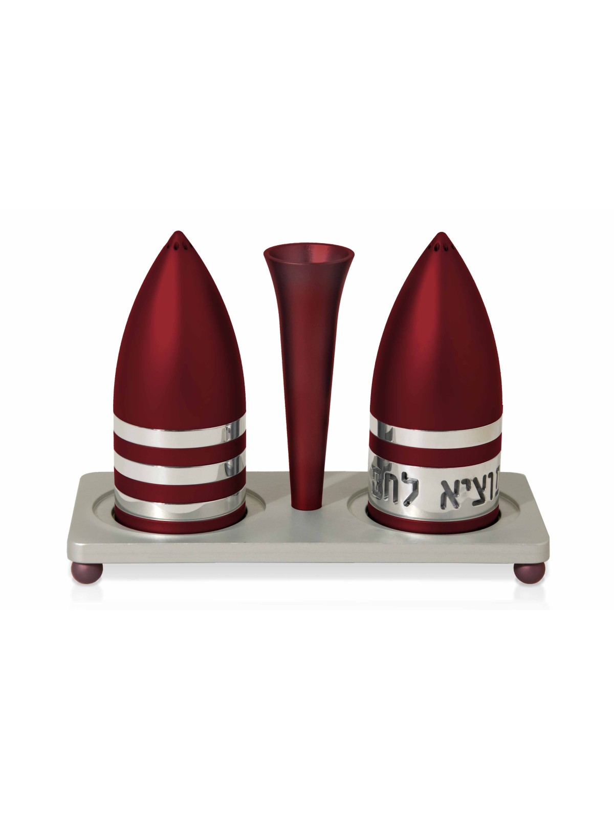 סט אלומיניום בצורת רוקט של מלח ופלפל , חנוכת בית יהודית ,
